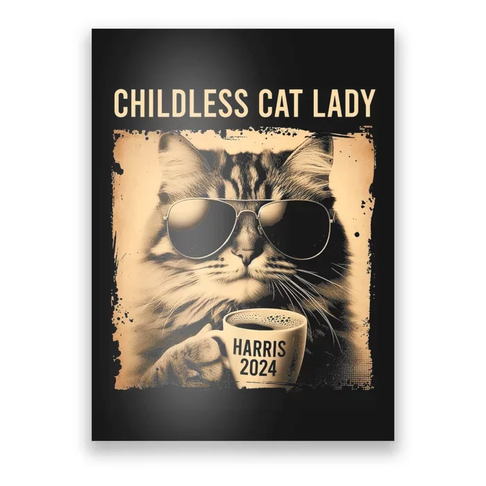 Childless Cat Lady Vintage Coffee Cat Poster