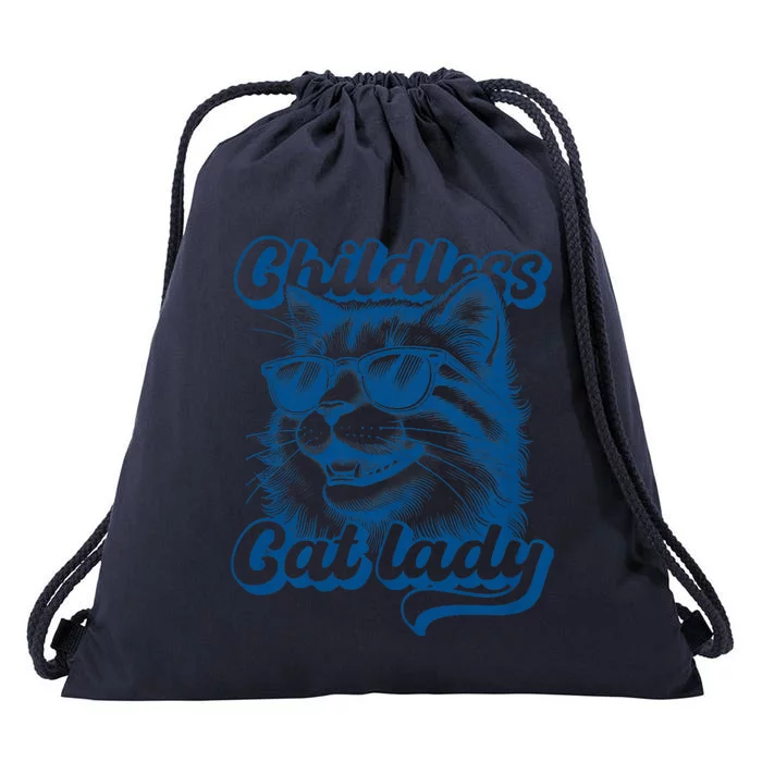 Childless Cat Lady Funny Cat Lover Drawstring Bag