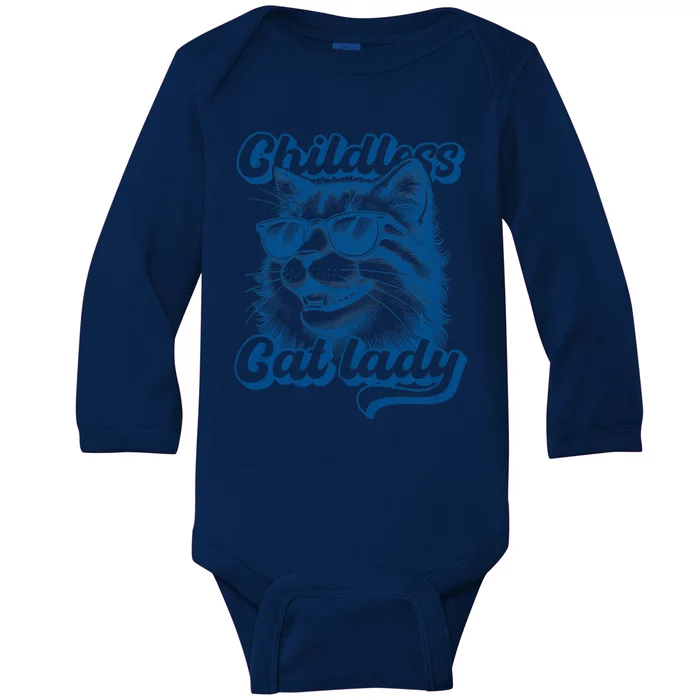 Childless Cat Lady Funny Cat Lover Baby Long Sleeve Bodysuit