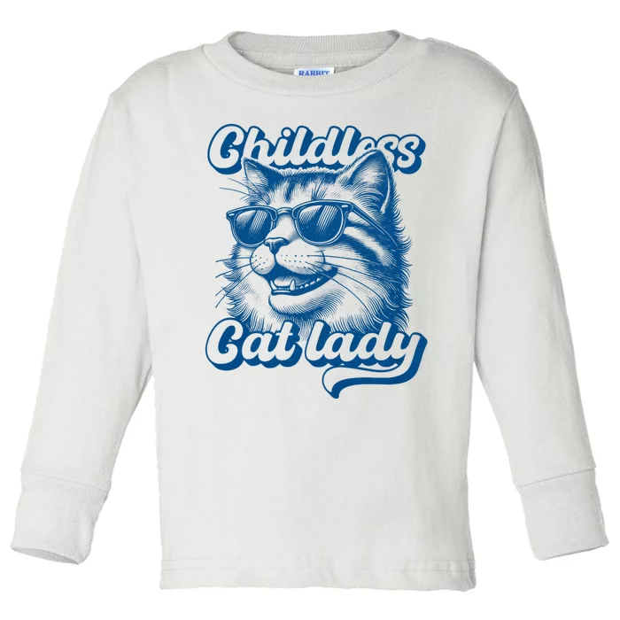 Childless Cat Lady Funny Cat Lover Toddler Long Sleeve Shirt