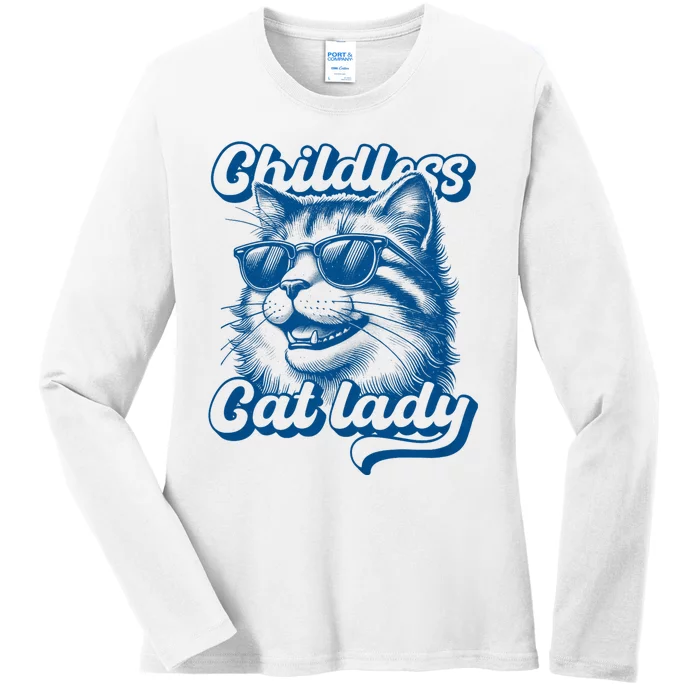 Childless Cat Lady Funny Cat Lover Ladies Long Sleeve Shirt