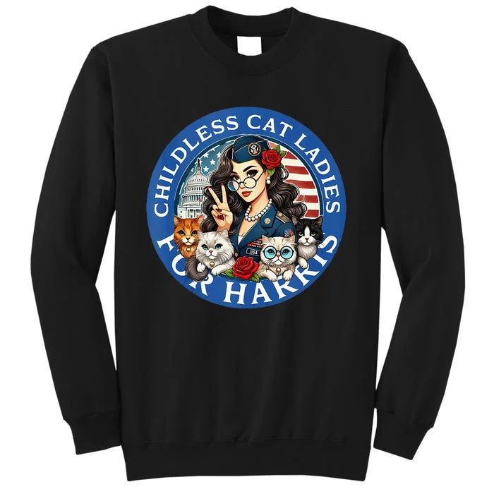 Childless Cat Ladies Harris Women Veteran Military Solider Tall Sweatshirt