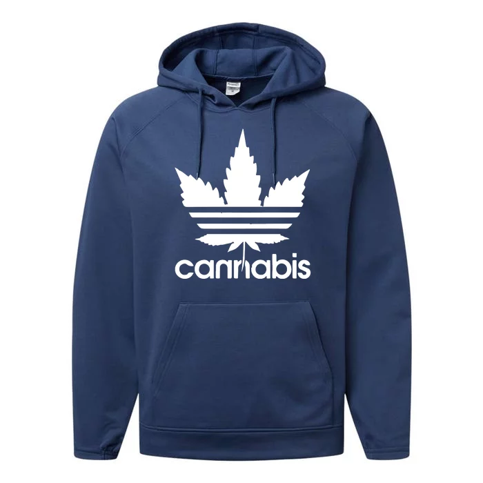 Cannabis Cool Leaf With Stripes Design Performance Fleece Hoodie