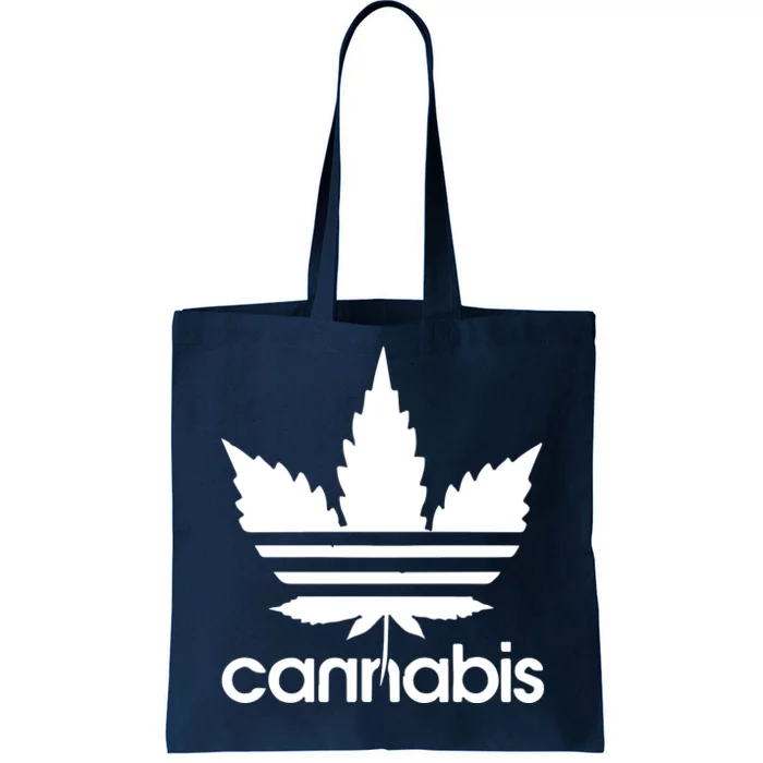 Cannabis Cool Leaf With Stripes Design Tote Bag