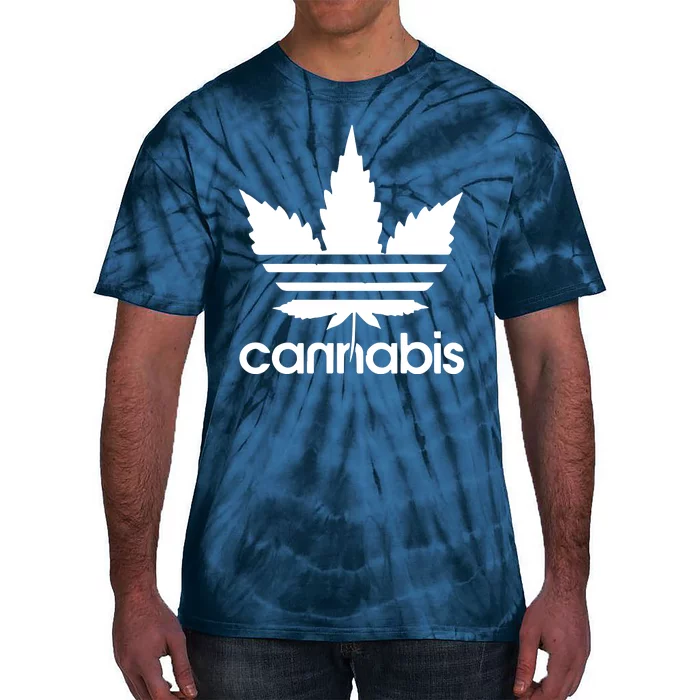 Cannabis Cool Leaf With Stripes Design Tie-Dye T-Shirt