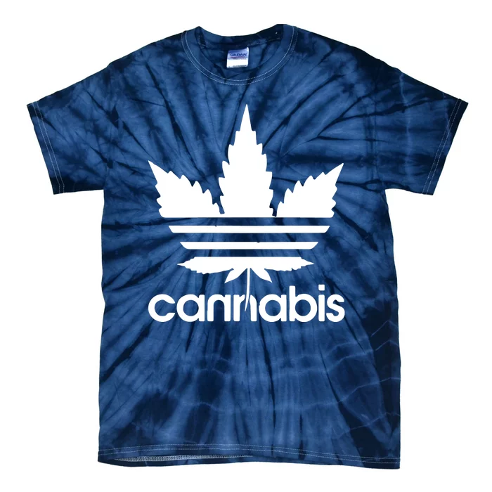 Cannabis Cool Leaf With Stripes Design Tie-Dye T-Shirt