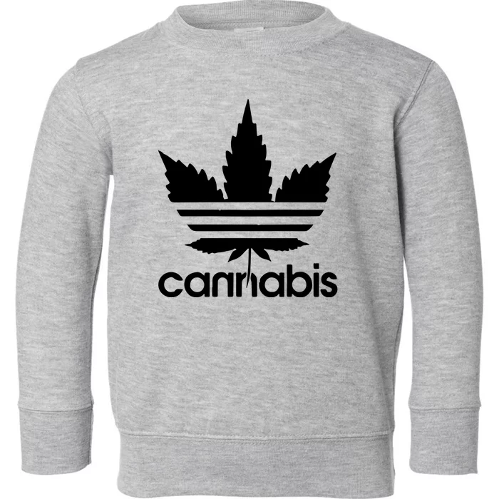 Cannabis Cool Leaf With Stripes Design Toddler Sweatshirt