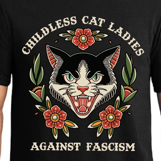 Childless Cat Ladies Against Fascism Flowers Pajama Set