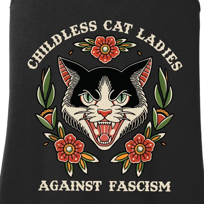 Childless Cat Ladies Against Fascism Flowers Ladies Essential Tank