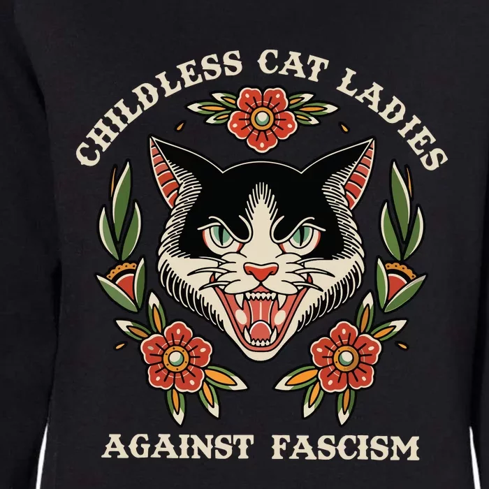 Childless Cat Ladies Against Fascism Flowers Womens California Wash Sweatshirt