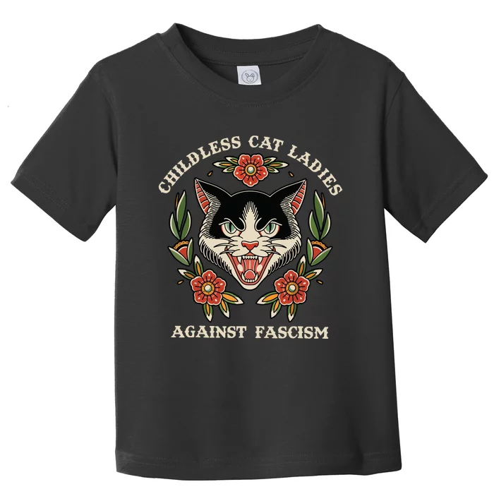 Childless Cat Ladies Against Fascism Flowers Toddler T-Shirt