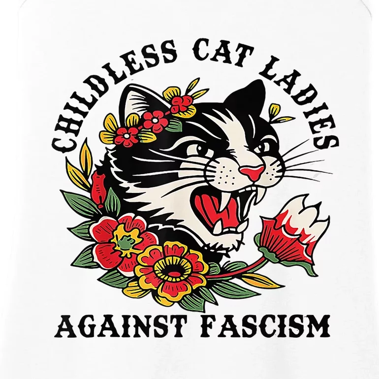 Childless Cat Lady; Childless Cat Ladies Against Fascism Ladies Essential Tank