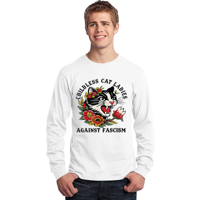 Childless Cat Lady; Childless Cat Ladies Against Fascism Tall Long Sleeve T-Shirt