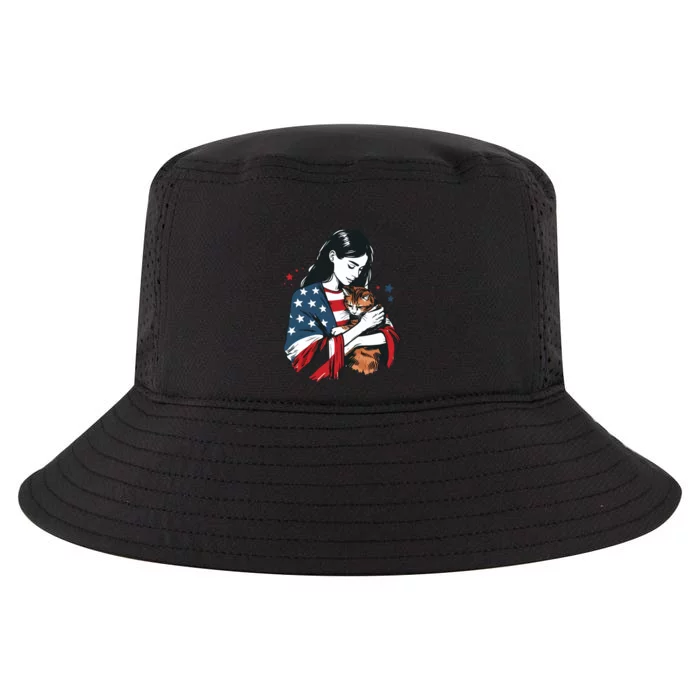 Childless Cat Lady With Patriotic Flair Cool Comfort Performance Bucket Hat