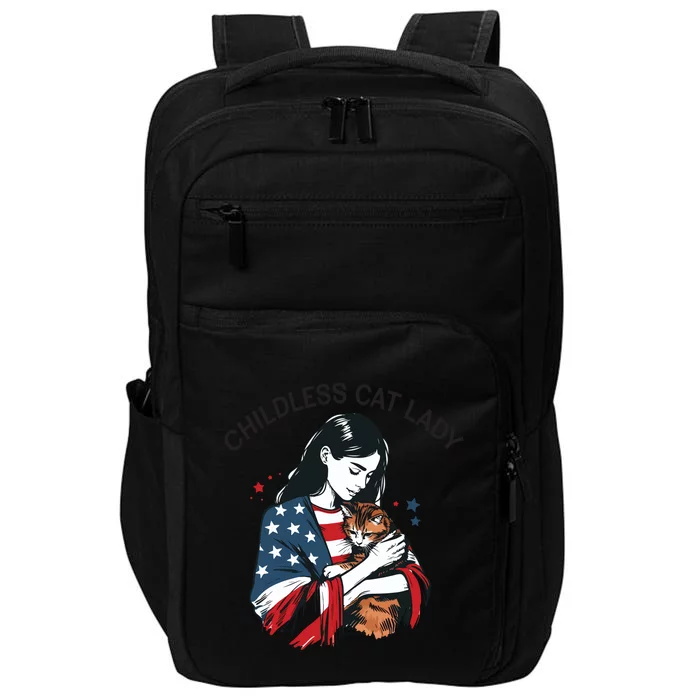 Childless Cat Lady With Patriotic Flair Impact Tech Backpack