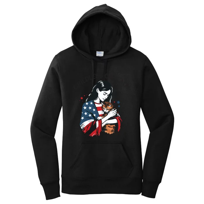 Childless Cat Lady With Patriotic Flair Women's Pullover Hoodie