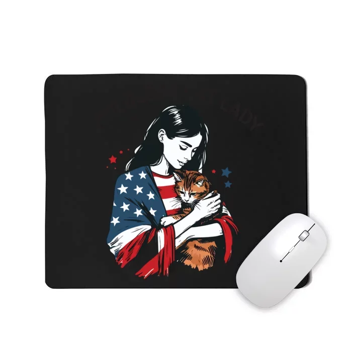 Childless Cat Lady With Patriotic Flair Mousepad