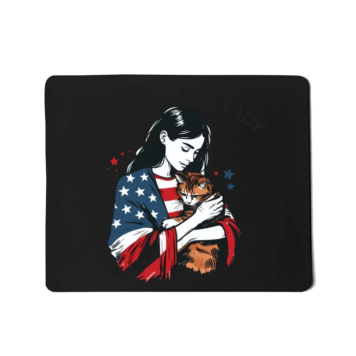 Childless Cat Lady With Patriotic Flair Mousepad