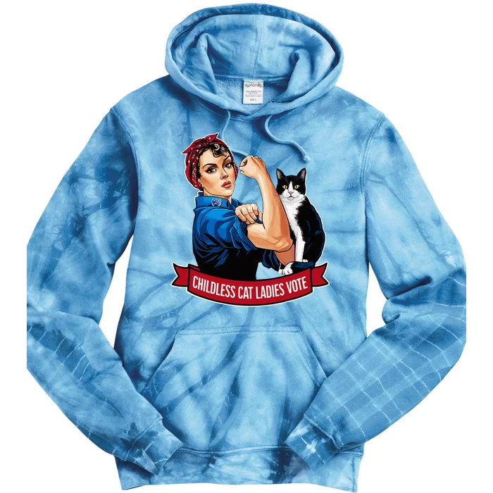 Childless Cat Ladies Vote Rosie The Riveter Tie Dye Hoodie