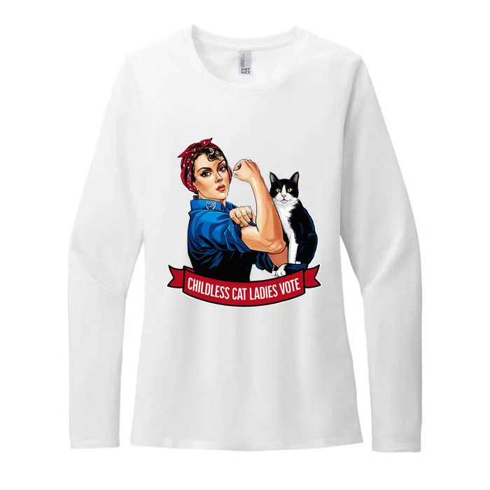 Childless Cat Ladies Vote Rosie The Riveter Womens CVC Long Sleeve Shirt