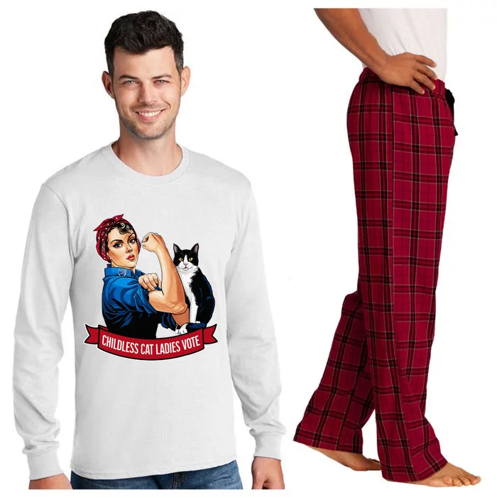 Childless Cat Ladies Vote Rosie The Riveter Long Sleeve Pajama Set