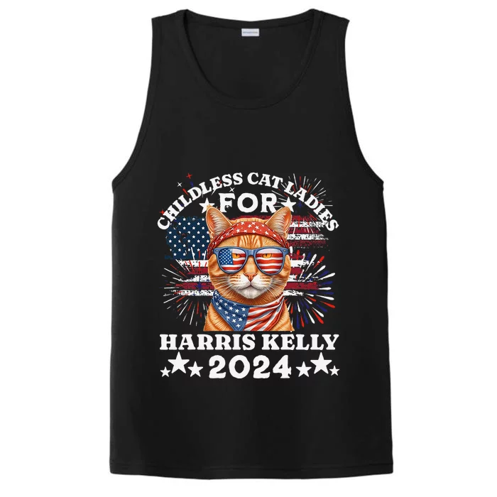 Childless Cat Ladies For Harris Kelly 2024 Election Performance Tank