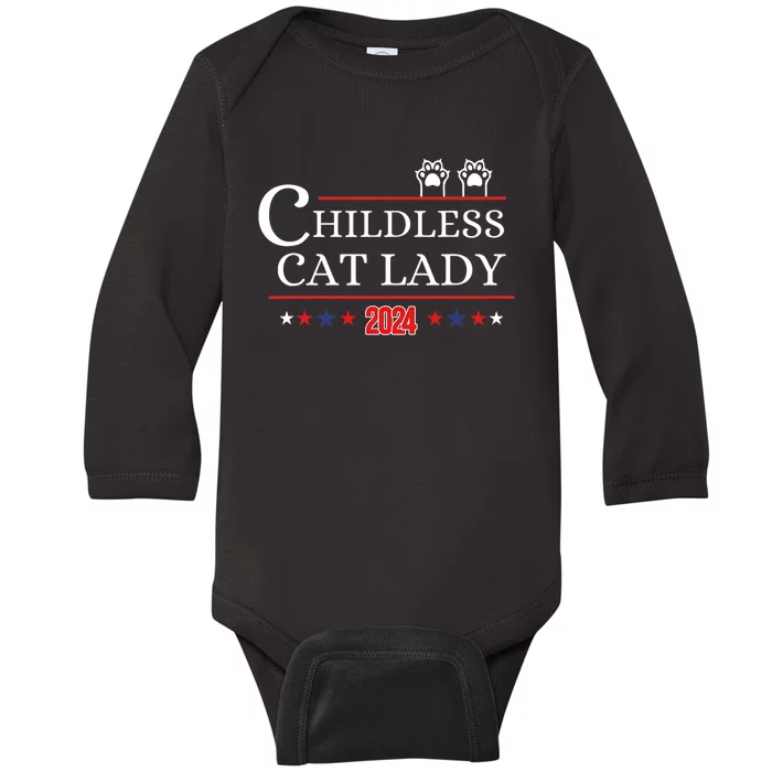 Childless Cat Lady 2024 Pro Kamala Harris Baby Long Sleeve Bodysuit