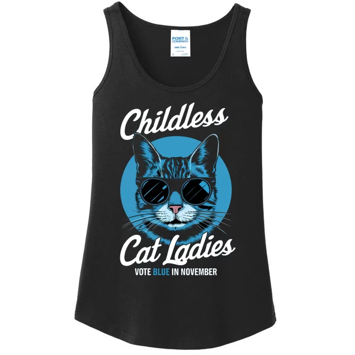 Childless Cat Ladies Vote Blue Graphic Ladies Essential Tank