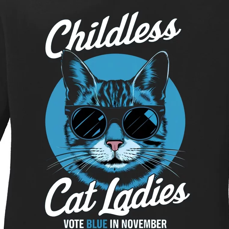 Childless Cat Ladies Vote Blue Graphic Ladies Long Sleeve Shirt