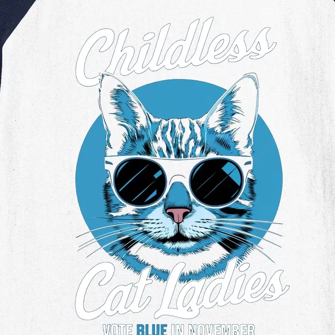 Childless Cat Ladies Vote Blue Graphic Baseball Sleeve Shirt