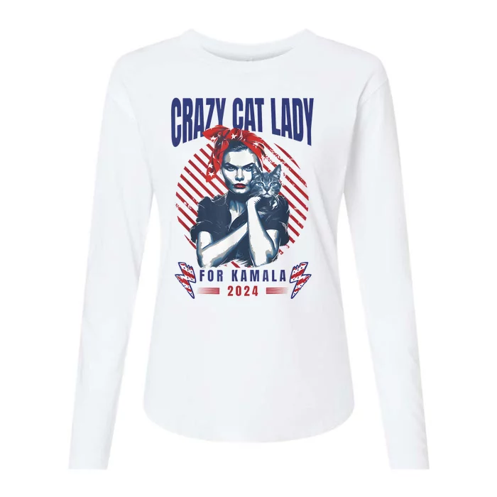 Crazy Cat Lady For Kamala 2024 Womens Cotton Relaxed Long Sleeve T-Shirt