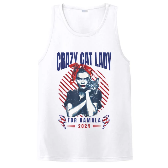 Crazy Cat Lady For Kamala 2024 Performance Tank