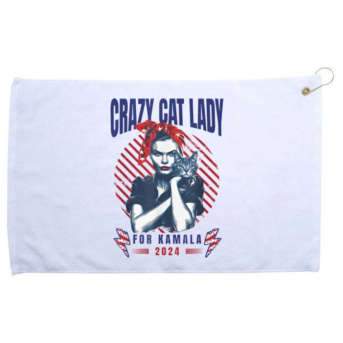 Crazy Cat Lady For Kamala 2024 Grommeted Golf Towel