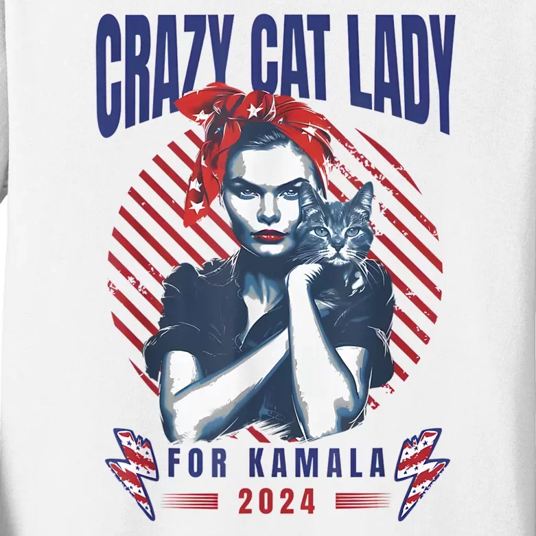 Crazy Cat Lady For Kamala 2024 Kids Long Sleeve Shirt