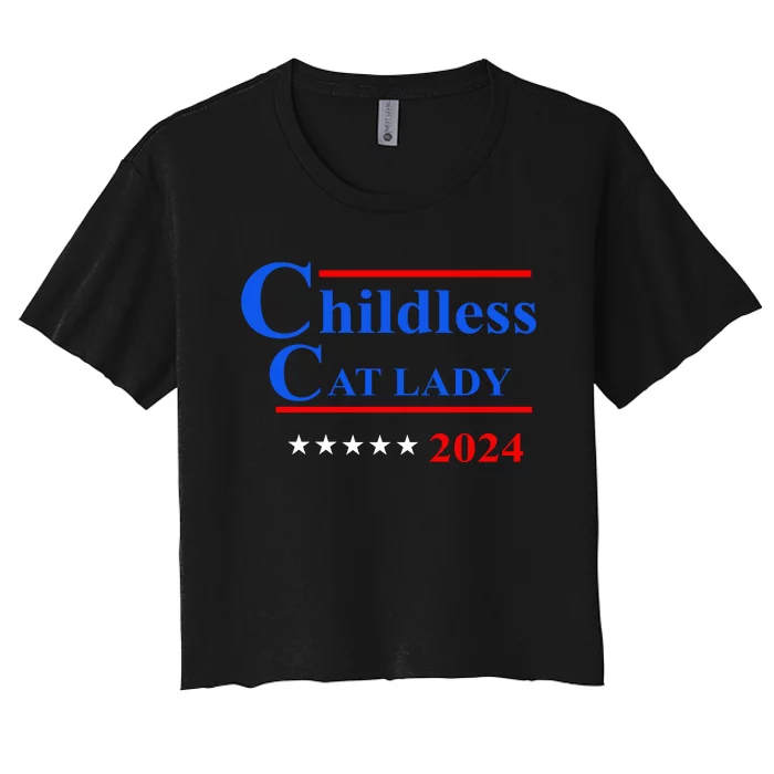 Childless Cat Lady 2024 Women's Crop Top Tee