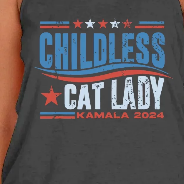 Childless Cat Lady Kamala 2024 Women's Knotted Racerback Tank