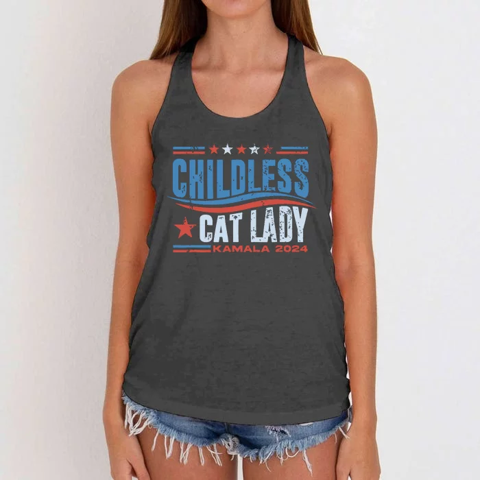 Childless Cat Lady Kamala 2024 Women's Knotted Racerback Tank