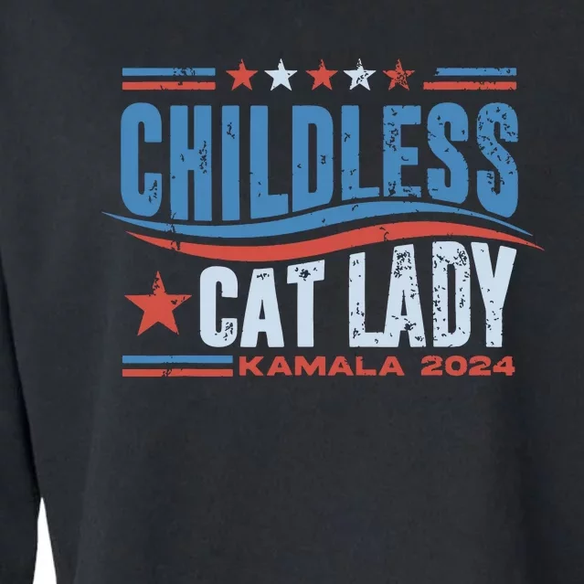 Childless Cat Lady Kamala 2024 Cropped Pullover Crew