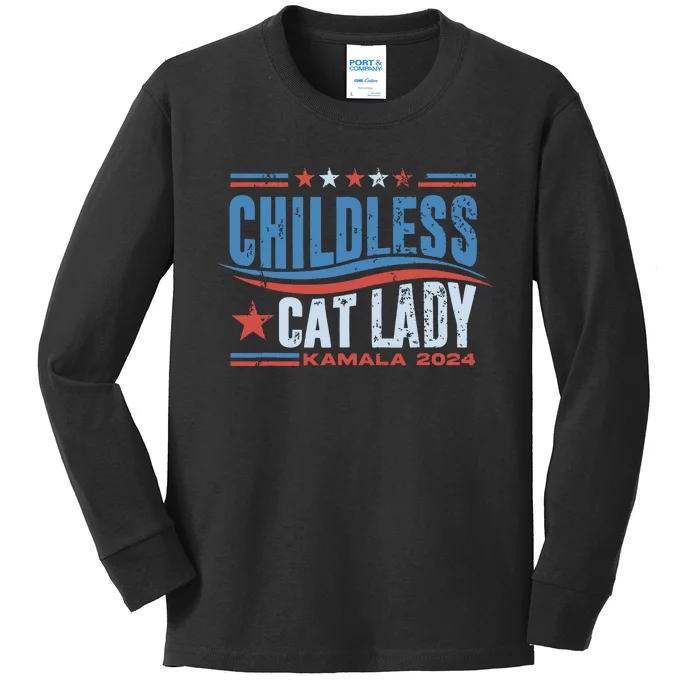 Childless Cat Lady Kamala 2024 Kids Long Sleeve Shirt