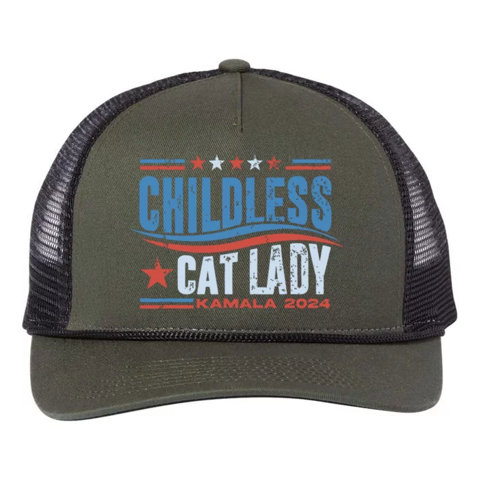 Childless Cat Lady Kamala 2024 Retro Rope Trucker Hat Cap