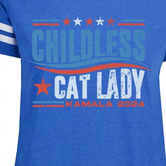 Childless Cat Lady Kamala 2024 Enza Ladies Jersey Football T-Shirt