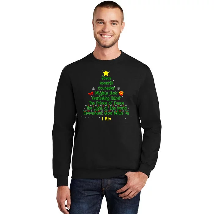 Christian Christmas Lover Bible Names Of Jesus Tree Xmas Tall Sweatshirt