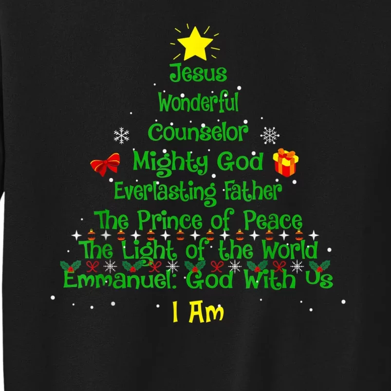 Christian Christmas Lover Bible Names Of Jesus Tree Xmas Tall Sweatshirt