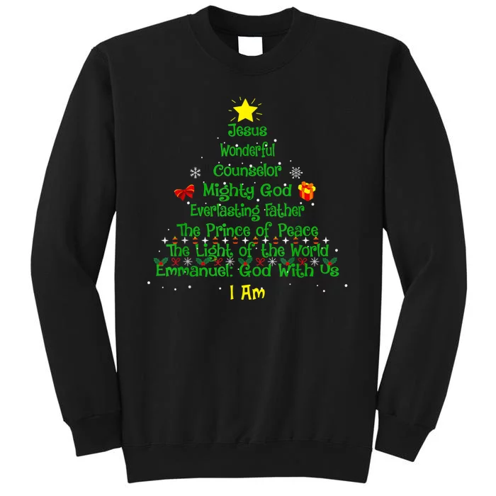 Christian Christmas Lover Bible Names Of Jesus Tree Xmas Tall Sweatshirt