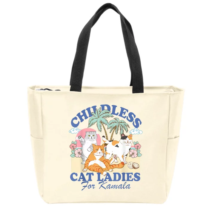 Childless Cat Lady For Kamala Harris Madam President 2024 Zip Tote Bag