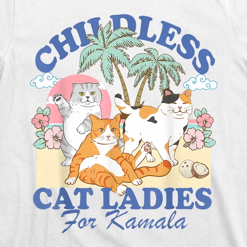 Childless Cat Lady For Kamala Harris Madam President 2024 T-Shirt