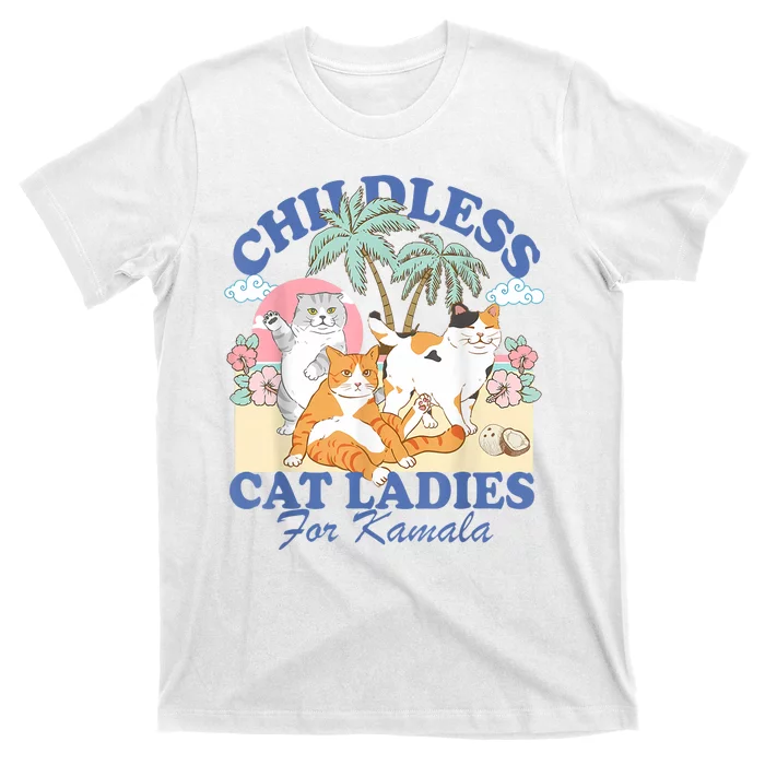 Childless Cat Lady For Kamala Harris Madam President 2024 T-Shirt