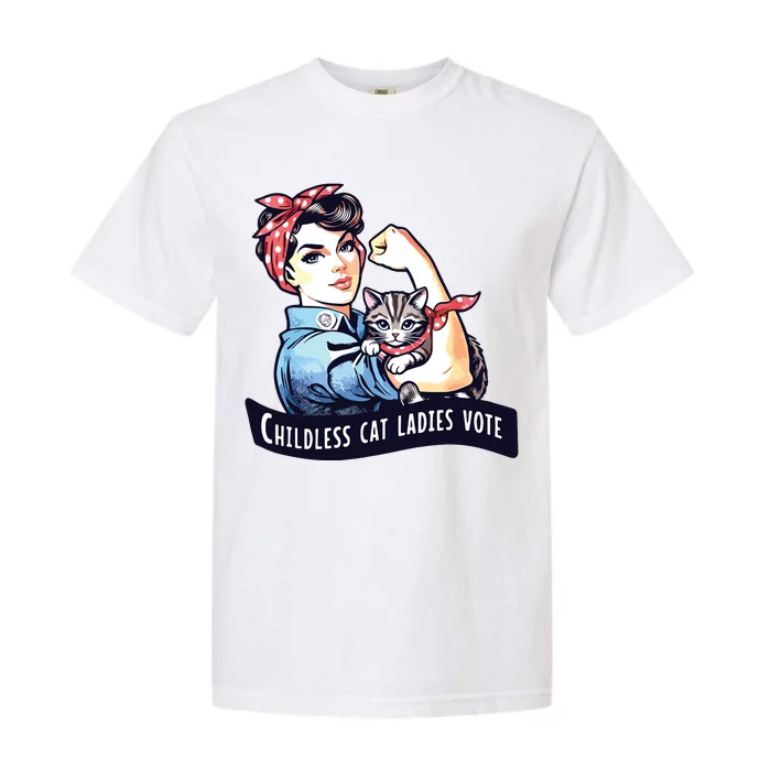 Childless Cat Ladies Vote Rosie The Riveter Election 2024 Garment-Dyed Heavyweight T-Shirt