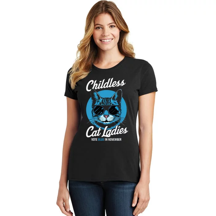 Childless Cat Ladies Vote Blue In November Democrats Liberal Women's T-Shirt