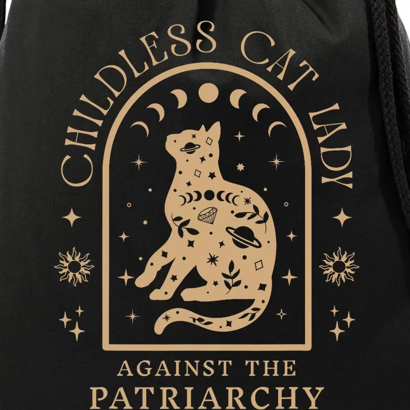 Childless Cat Lady Against Patriarchy Feminist Cat Owner Drawstring Bag